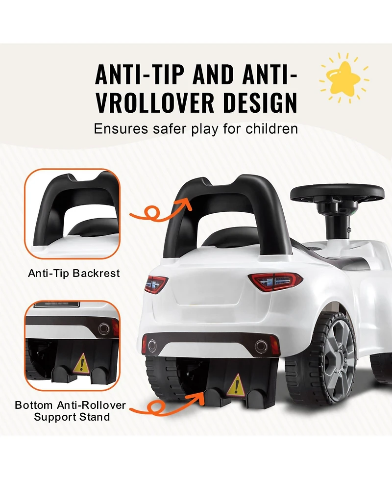 Toddler Ride On Push Car Ages 1-3 with Music Steering Wheel and Under Seat Storage