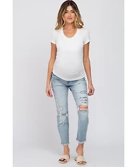 Pinkblush Maternity Dark Mauve Basic Short Sleeve Fitted Top