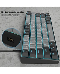 Risokeys 60% Mechanical Keyboard with Blue Switches and Sea Blue Backlit Small Compact 60 Percent Keyboard Mechanical, 60 Percent Gaming Key Board
