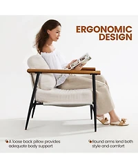 Yaheetech Mid-century Boucle Accent Chair, Ivory