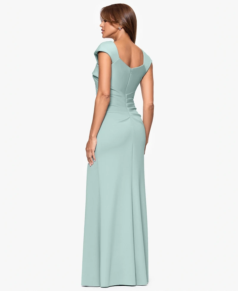 Xscape Women's Asymmetric-Neck Side-Slit Gown