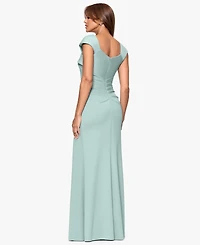 Xscape Women's Asymmetric-Neck Side-Slit Gown