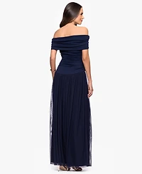 Betsy & Adam Women's Off-The-Shoulder Long Sheath Dress