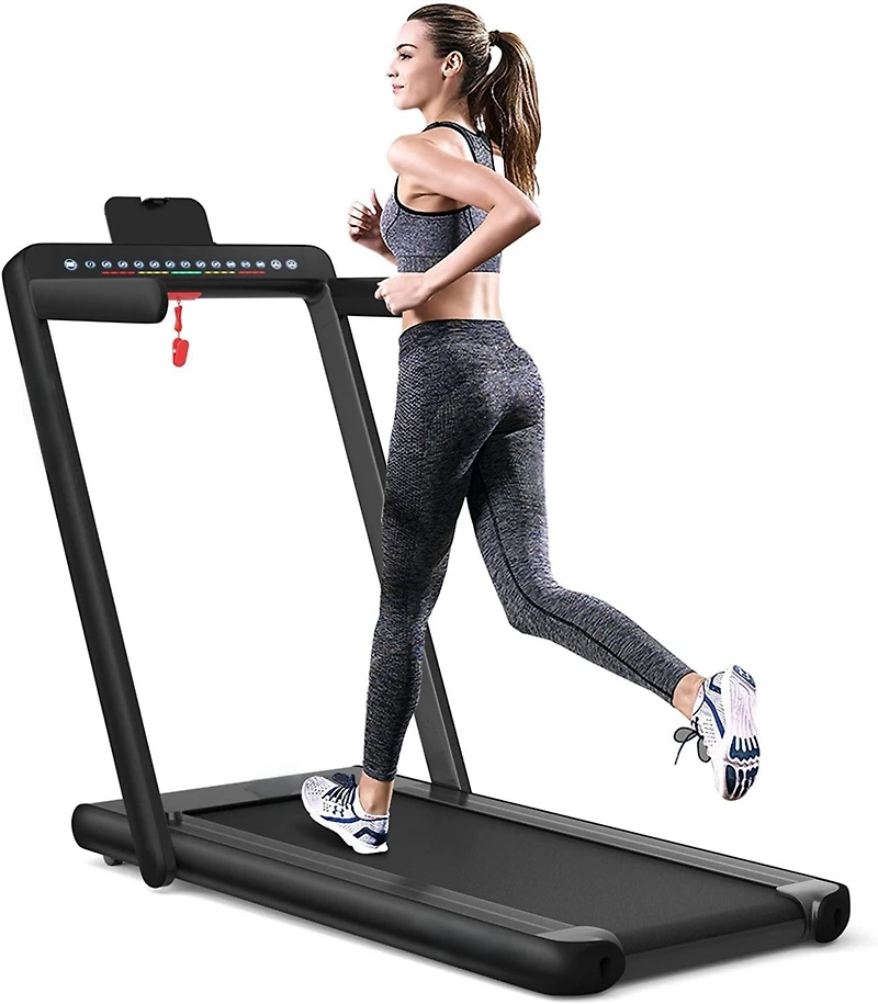 2.25 Hp 2-in-1 Folding Walking Pad Treadmill with Dual Display and App Control