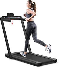 2.25 Hp 2-in-1 Folding Walking Pad Treadmill with Dual Display and App Control