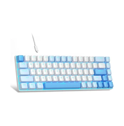 risokeys Portable 60% Mechanical Gaming Keyboard, Backlit Compact 68 Keys Mini Wired Office Keyboard with Red Switch for Windows Laptop Pc Mac