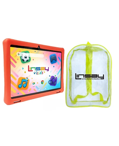 Linsay 10.1"Octa Core 256GB Storage Android 15 Tablet with Kids Defender Case and Backpack