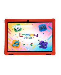 Linsay 10.1"Octa Core 256GB Storage Android 15 Tablet with Red Kids Defender Case