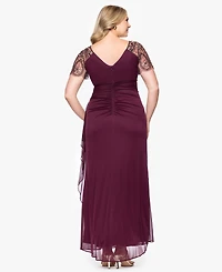 Xscape Plus Embellished Sheer Matte Jersey Gown