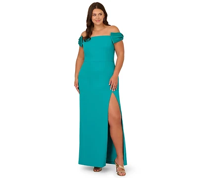 Adrianna Plus Off-The-Shoulder Column Gown