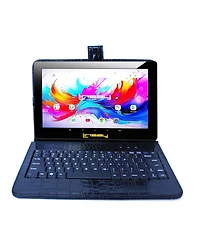 Linsay 10.1" Octa Core 256GB Storage Android 15 Tablet with Black Crocodile Keyboard
