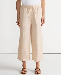 Lands' End Women's High Rise Drawstring Linen Wide Leg Crop Pants