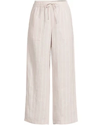 Lands' End Women's High Rise Drawstring Linen Wide Leg Crop Pants