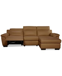 Julius Ii 3-Pc. Leather Chaise Sectional with 1 Power Recliner, Macy's Exclusive