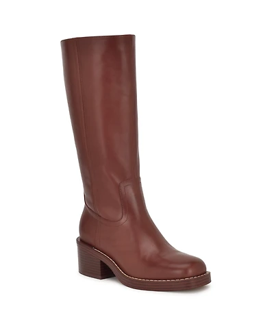 Nine West Women's Broklyn Tall Leather Block Heel Boots