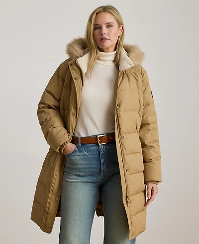 Lauren Ralph Lauren Plus Size Faux-Fur-Trim Hooded Puffer Coat