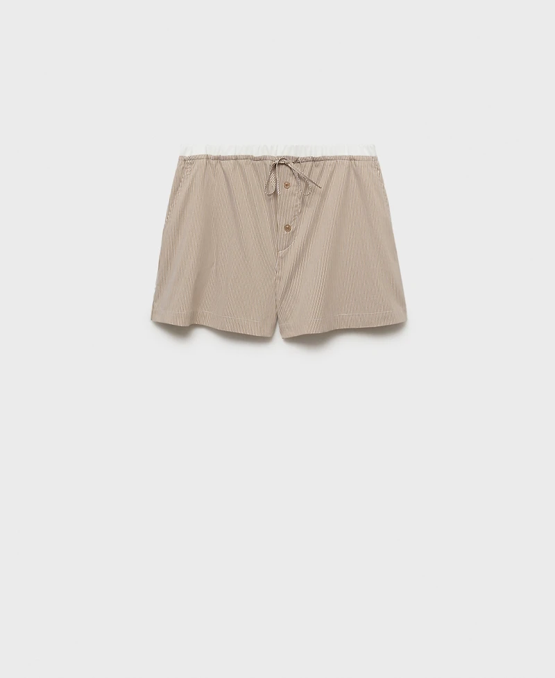 Mango Women's Elasticated Detail Striped Pajama Shorts