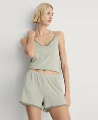Mango Women's Lace Contrast Cotton Pajama Shorts