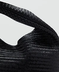 Mango Women's Large Braided Leather Shoulder Bag