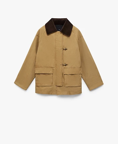 Mango Women's Contrasting Collar Cotton Parka