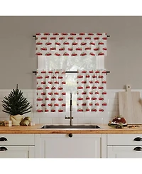 Christmas Pickup Truck Semi-Sheer Rod Pocket Kitchen Curtain Valance