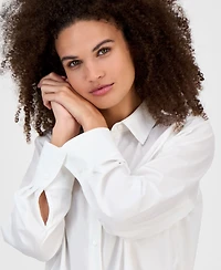 Kasper Button-Front Long-Sleeve Shirt, Regular & Petite