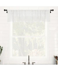 Textured Slub Stripe Anti-Dust Linen Blend Sheer Cafe Curtain Valance