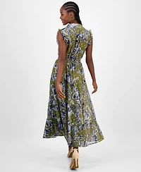 Anne Klein Plus Floral-Print Smocked Shirtdress