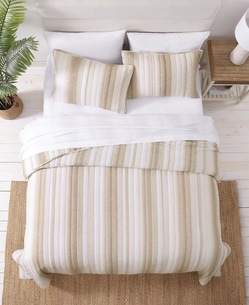 Tommy Bahama La Prisma Stripe Texture Cotton 3-Pc. Quilt Set