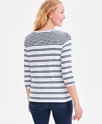 Style & Co Women's Printed Pima Cotton 3/4-Sleeve Top, Exclusively at Macy's