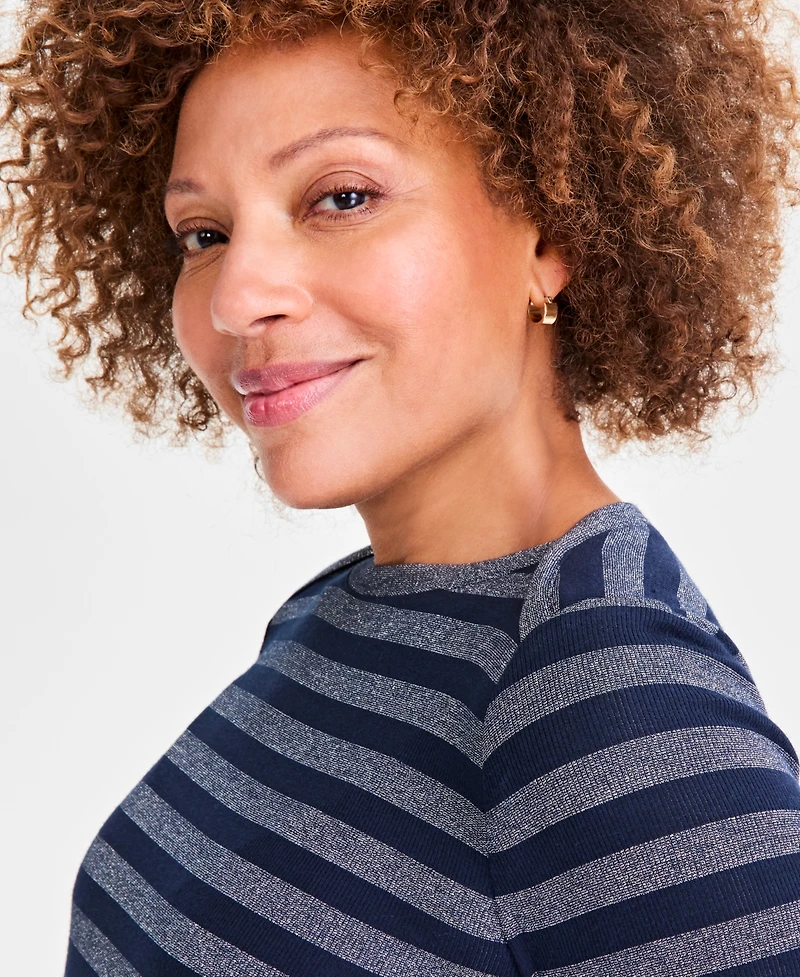 Style & Co Women's Printed Boat Neck Long-Sleeve T-Shirt, Exclusively at Macy's