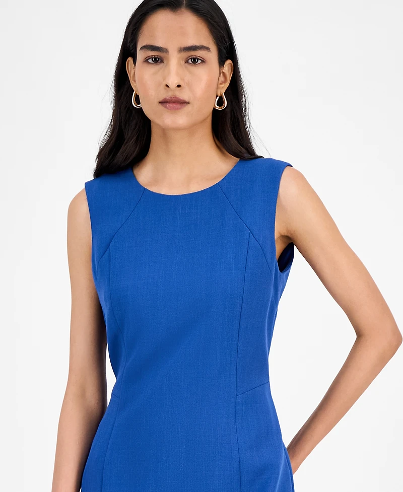 Kasper Crepe Sleeveless Round-Neck Sheath Dress, Regular & Petite