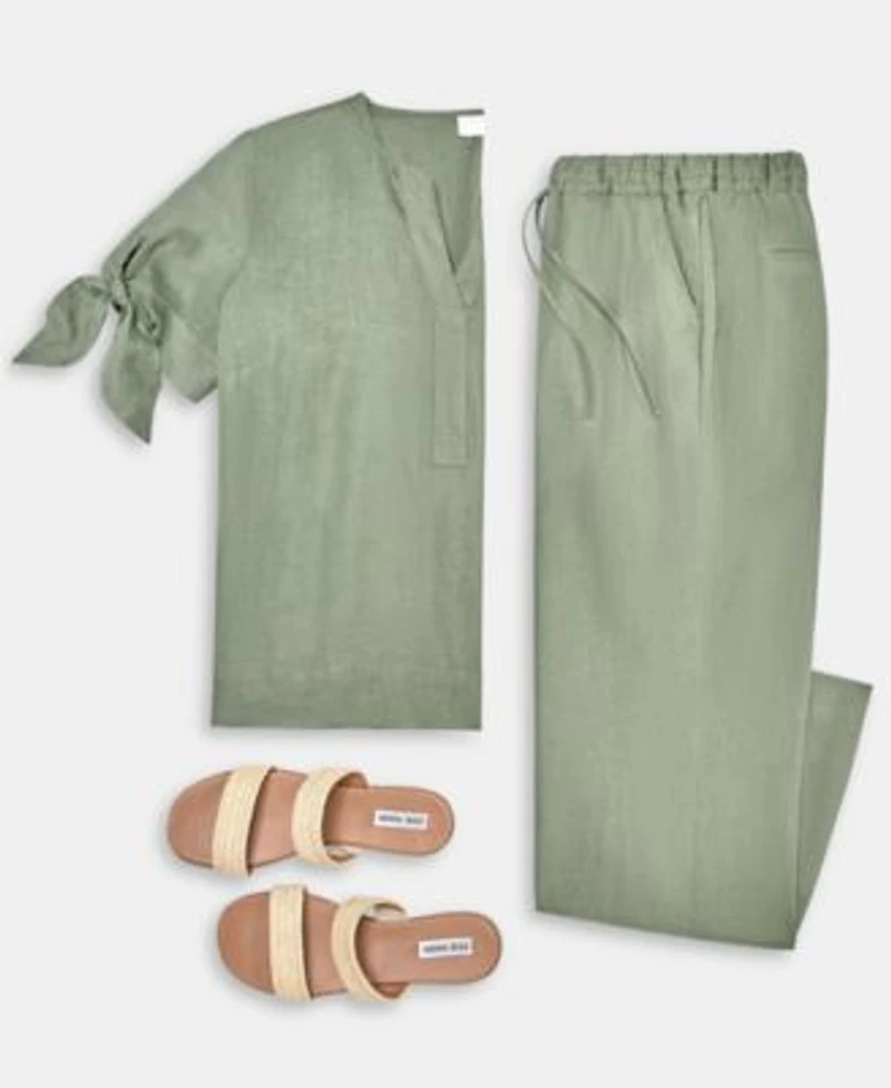 Charter Club 100 Linen Tie Cuff Top Drawstring Pants Macys Exclusive