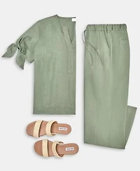 Charter Club 100 Linen Tie Cuff Top Drawstring Pants Macys Exclusive
