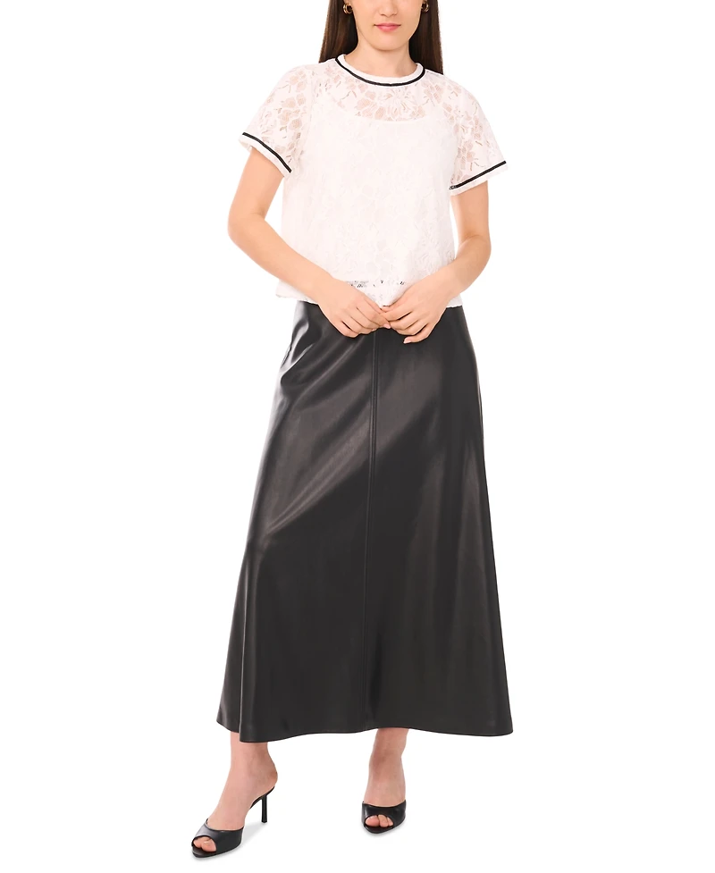 Vince Camuto Women's Crewneck Short-Sleeve Lace Top