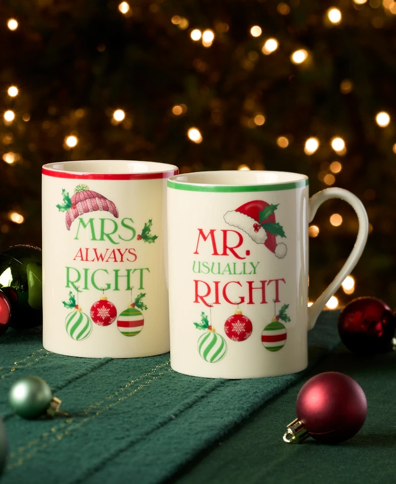 Lenox Mr. & Mrs. Holiday Mugs, Set of 2