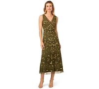 Adrianna Papell Women's Beaded V-Neck Party Dress