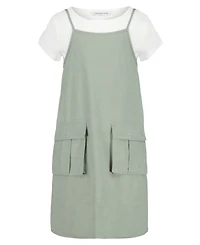 Calvin Klein Big Girls 2-Piece Short Sleeve T-Shirt and Slip Dress Set