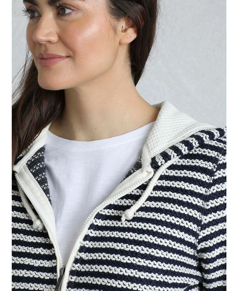 Weird Fish Women's Fisher Full Zip Stripe Macaroni Hoodie