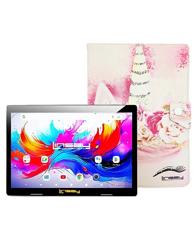 Linsay 10.1"Octa Core 256GB Storage Android 15 Tablet with Unicorn Shape Case