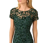 Adrianna Papell Floral-Beaded Gown