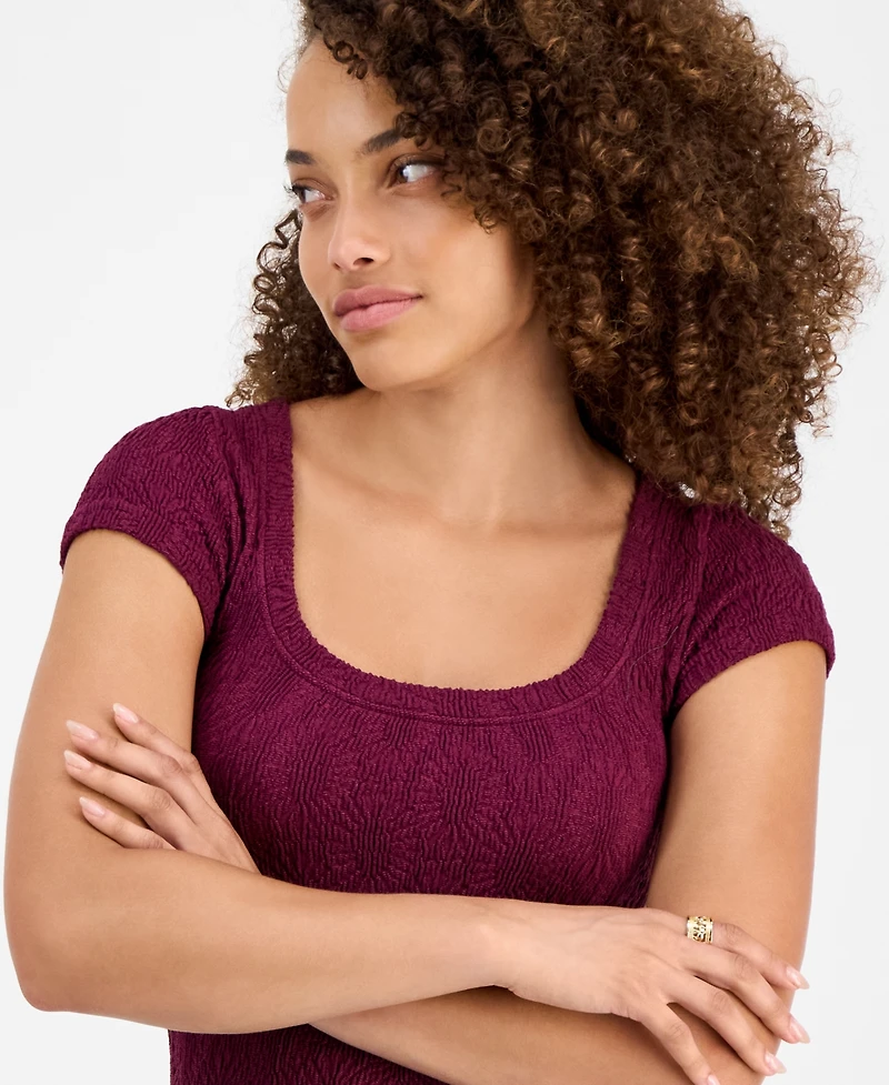 And Now This Petite Short-Sleeve Textured Top, Macy's Exclusive