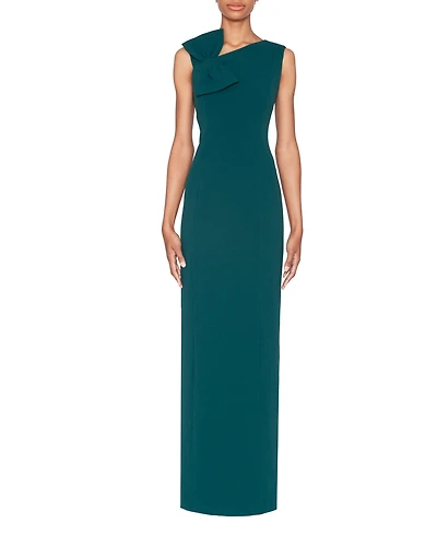 White Tie by Shani Women's Asymmetric Scuba Crepe Gown