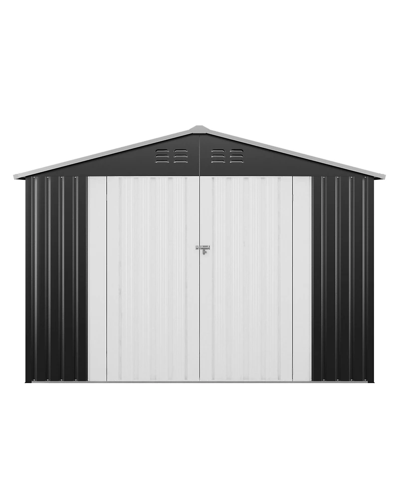Mondawe 4.1"x9.2" Outdoor Storage Shed, Huge Metal Shed with 2 Double Hinged Doors