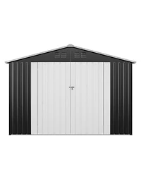 Mondawe 4.1"x9.2" Outdoor Storage Shed, Huge Metal Shed with 2 Double Hinged Doors