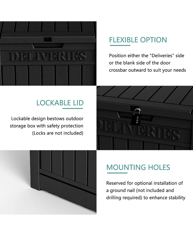 31 Gallon Resin Outdoor Patio Storage Deck Garden Box with Side Handles