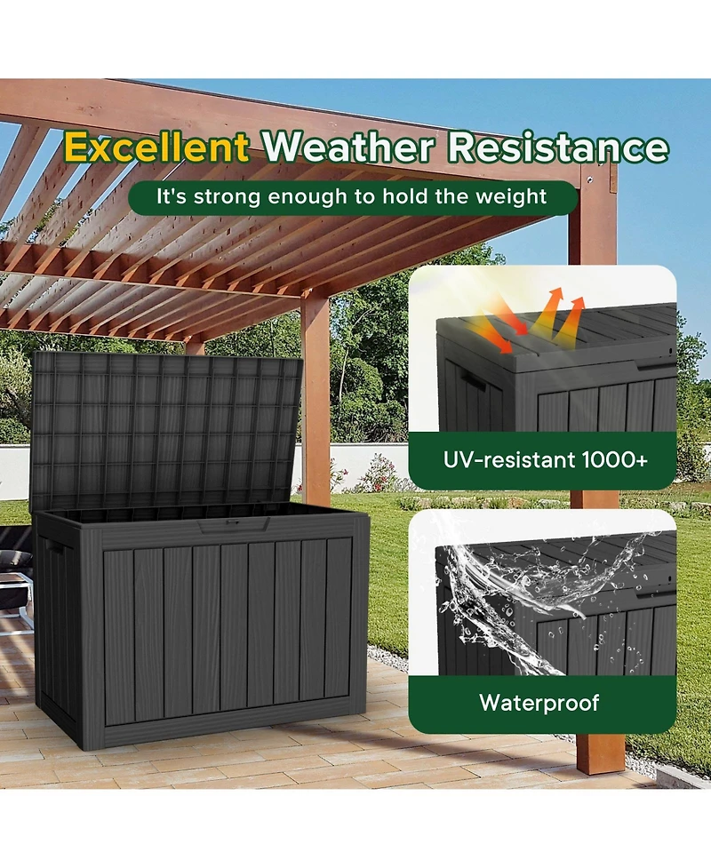 Mondawe 45 Gal Deck Box Resin for Patio Garden Furniture, Outdoor Storage Container