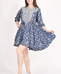 Raas Women's Embroidered Hoodie Mini Dress