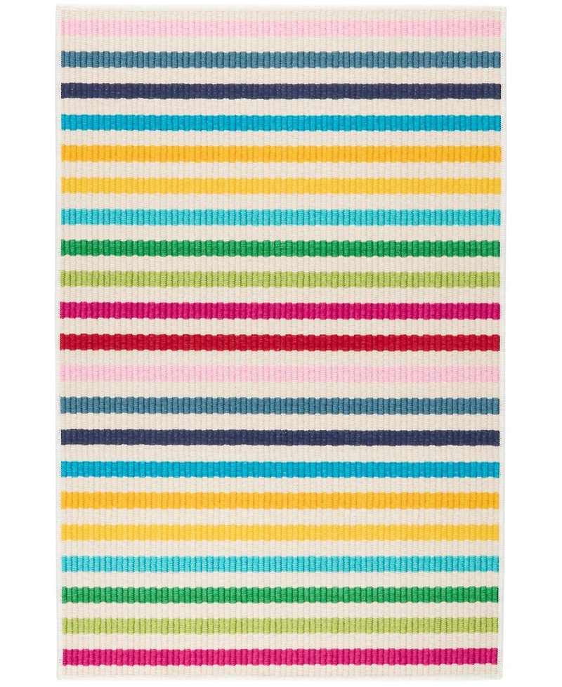Dash and Albert Rugs by Annie Selke Rainbow Stripe Machine Washable DA2052 2'x3' Area Rug