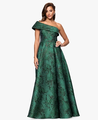 Xscape Women's Jacquard One-Shoulder Ball Gown